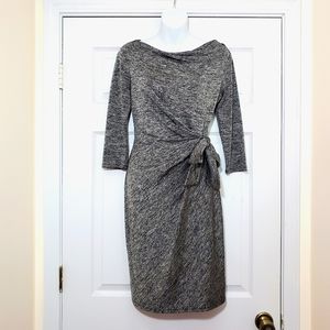 Ann Taylor marled gray side tie scoop neck dress